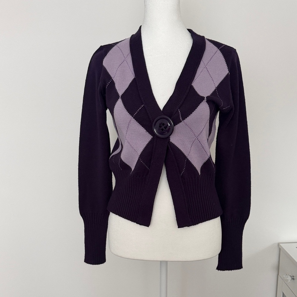 Purple Argyle Women's Sweater